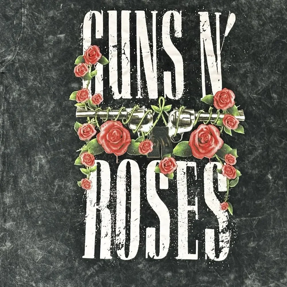 Guns N Roses T Shirt Womens XL Black Acid Wash Pink Short Sleeve Music Rock - Picture 2 of 6